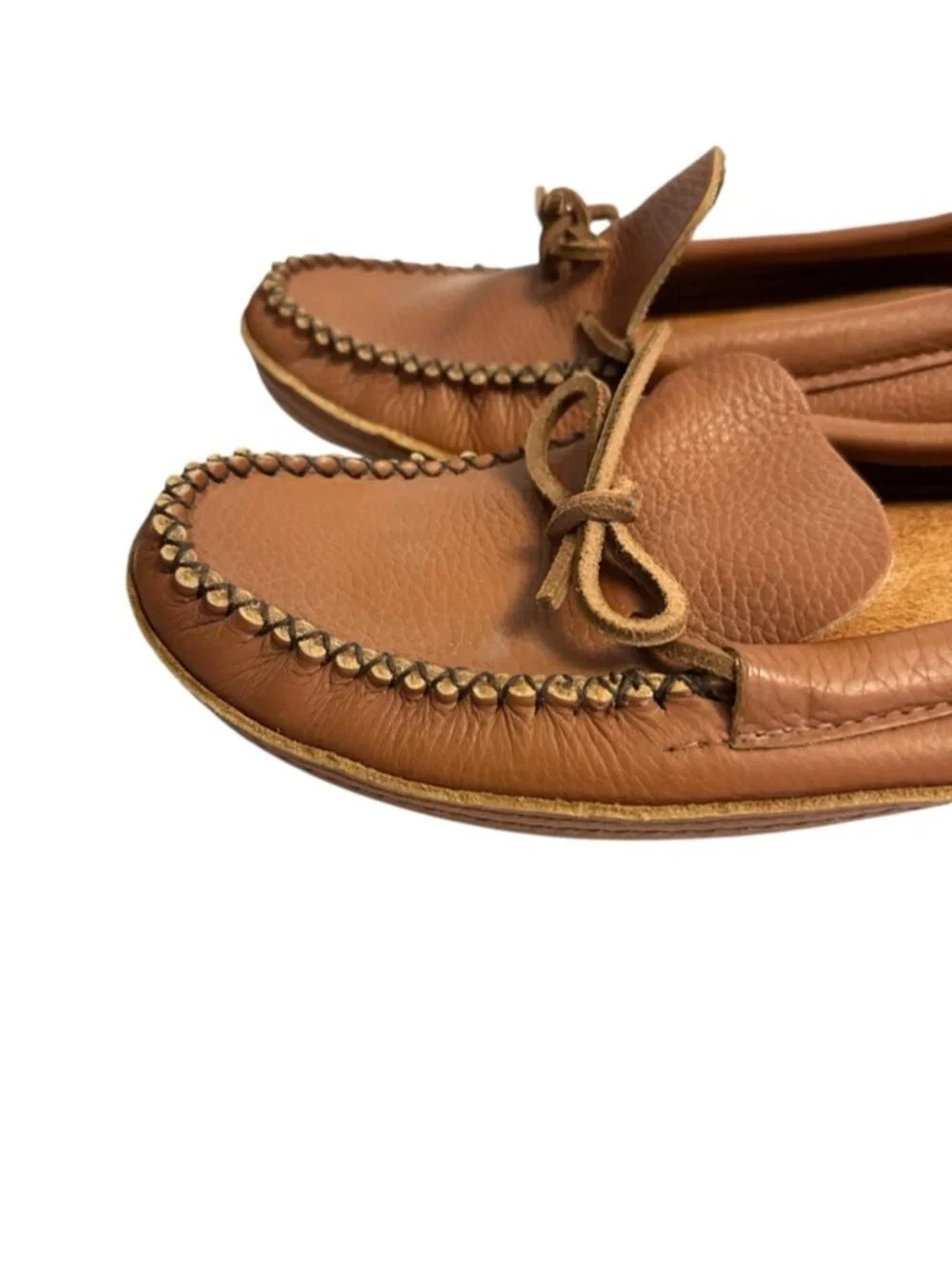 Genuine Leather House Moccasins Brown Slip On Padded Indoor Slippers Men's 13